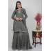 Grey Embroidered Designer Punjabi Gharara Suit