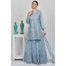 Blue Heavy Net Embroidered Indian Wedding Lehenga Readymade Dress Blue Heavy Net Embroidered Indian Wedding Lehenga Readymade Dress