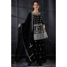 Black Peplum Style Kurti Designer Party Wear Gharara