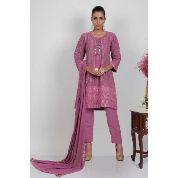Pink Embroidered Stylish Suit Readymade Indian Designer Dress