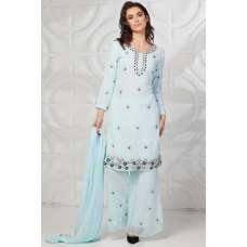 Light Sky Blue Modern Style Palazzo Suit