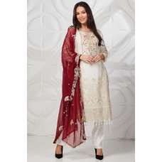 Cream Maroon Stitched Designer Salwar Kameez For Women Cream Maroon Stitched Designer Salwar Kameez For Women
