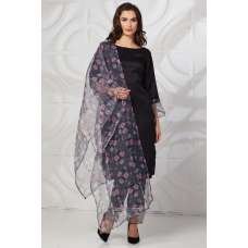 Plain Black Salwar Suit with Organza Dupatta