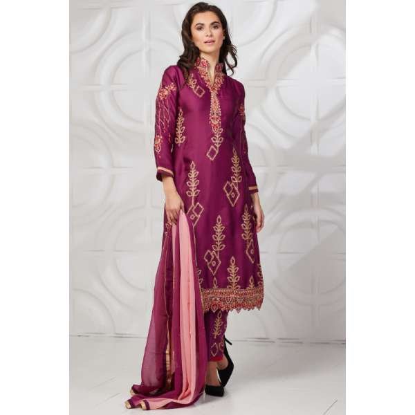 Purple Readymade Pakistani Traditional Salwar Suit