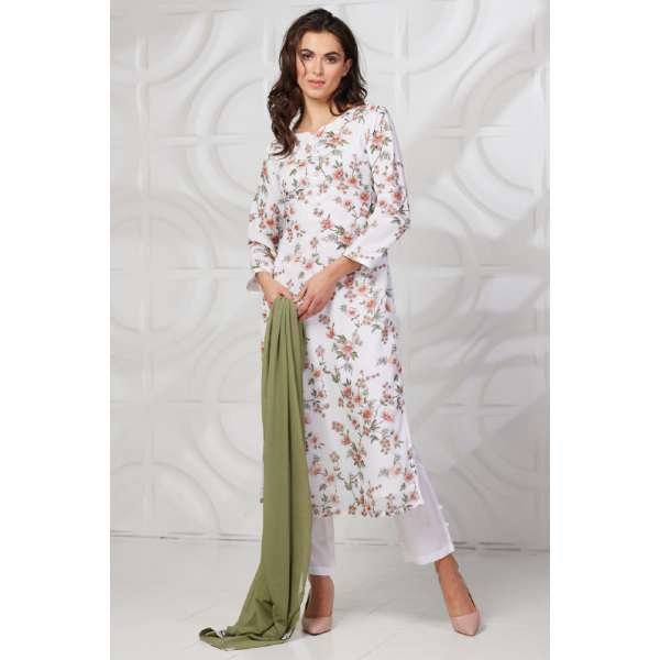 White Printed Kurti Indian Designer Salwar Suit