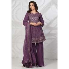 Deep Mauve Indian Designer Ready Made Gharara Dress