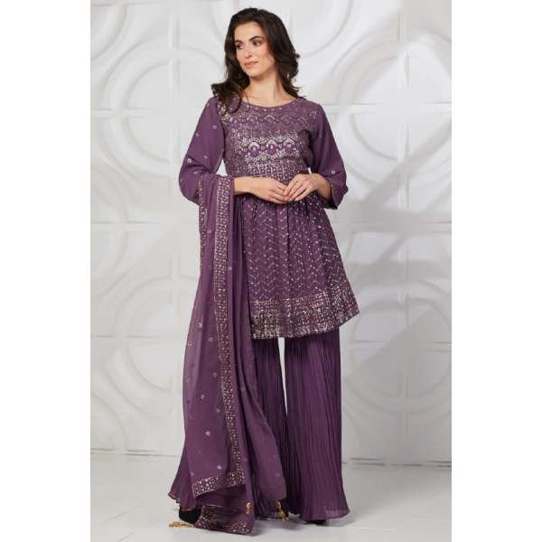Deep Mauve Indian Designer Ready Made Gharara Dress