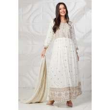 Ivory Embroidered Frock Pashtoon Style Suit