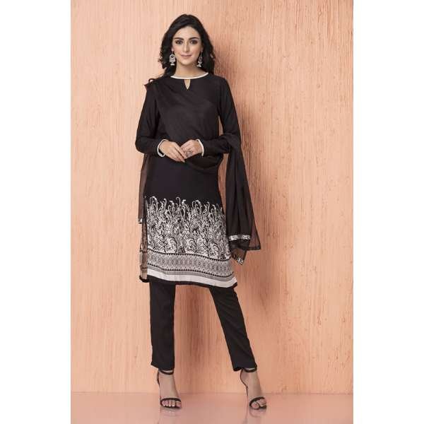 Black Chiffon Dress Pakistani Readymade Salwar Suit