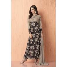 Floral Printed Dress Maxi Kaftan Black Grey Readymade Suit