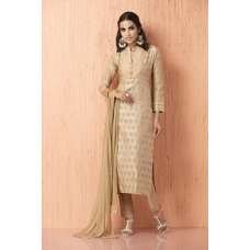 Gold Taffeta Dress Jute Jacquard Ladies Outfit Readymade