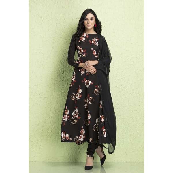 Black Floral Dress Designer Wear Readymade Suit