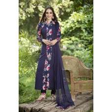Blue Floral Printed Dress Princess Cut Readymade Anarkali Suit