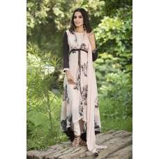 Baby Pink & Grey Printed Jacket Indian Suit