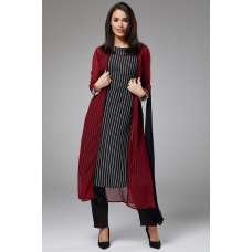 FIRED BRICK MAROON AND BLACK JACKET STYLE DESIGNER READY TO WEAR DRESS FIRED BRICK MAROON AND BLACK JACKET STYLE DESIGNER READY TO WEAR DRESS
