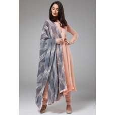 PEACH NOUGAT PAKISTANI DESIGNER A LINE SUIT WITH CONTRAST DUPATTA PEACH NOUGAT PAKISTANI DESIGNER A LINE SUIT WITH CONTRAST DUPATTA