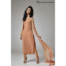 Rust Dress Short Jacket Readymade Eid Churidar Suit