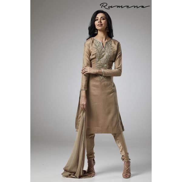 GOLD PAKISTANI DESIGNER CHURIDAAR SUIT