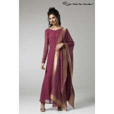 PLUM CIRCULAR FLARED READY MADE DRESS