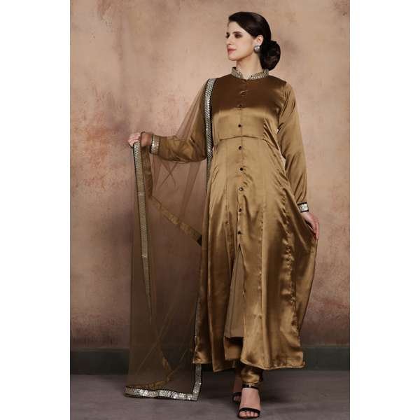 GOLD SLIT STYLE PAKISTANI WEDDING STYLE READY MADE SALWAR SUIT 