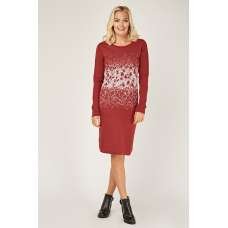 Wine Winter Contrast Knit Jumper Dress