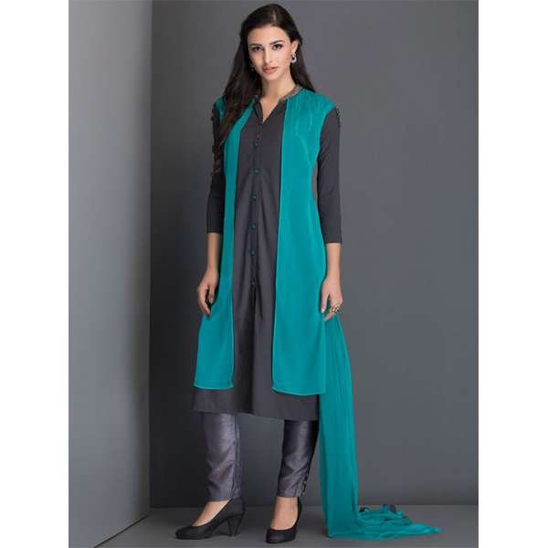 Green Stylish Jacket Dress Indian Party Suit 