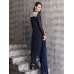 Grey Slit Dress Blue Pencil Trouser Indian Suit