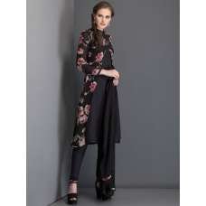 Black Floral Printed Suit Pakistani Readymade jacket Dress
