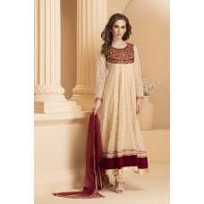  Cream Maroon Indian Partywear Readymade Dress