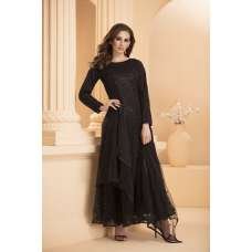 Black Elegant Dress A Line Design Net Gown Readymade 
