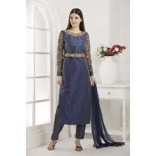 BLUE AND GOLD INDIAN PAKISTANI PARTY WEAR SALWAR SUIT