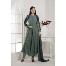 Green Long Skater Style Readymade Dress Suit