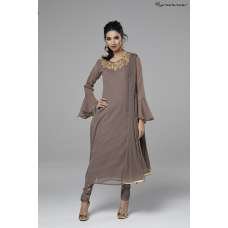 Brown Smart Dress Churidaar Suit Eid Party Outfit