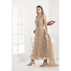 Beige Long Dress Anarkali Indian Wedding Suit