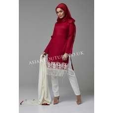 SAMBA RED AND OFF WHITE READY TO WEAR CASUAL SUIT