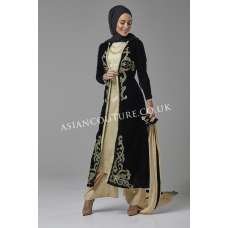 BLACK AND GOLD JACKET STYLE READY MADE DRESS
