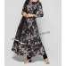 NAVY BLUE FLORAL JACQUARD BROCADE INDIAN DRESS NAVY BLUE FLORAL JACQUARD BROCADE INDIAN DRESS