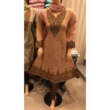 BROWN CHIFFON EMBROIDERED PAKISTANI STYLE READYMADE SUIT