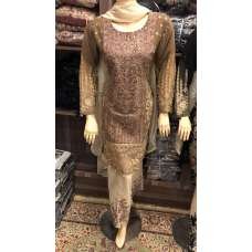 FANCY CHIFFON EMBROIDERED SHIRT AND TROUSER PAKISTANI STYLE READYMADE SUIT