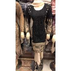 BLACK CHIFFON EMBROIDERED PAKISTANI STYLE READYMADE SUIT