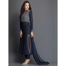 LONG LINE SALWAR KAMEEZ SUIT WITH PRINTED BODICE LONG LINE SALWAR KAMEEZ SUIT WITH PRINTED BODICE