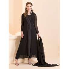 Black Strappy Jacket Pakistani Designer Suit