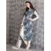 Blue Dress Wrap Printed White Design Readymade Blue Dress Wrap Printed White Design Readymade