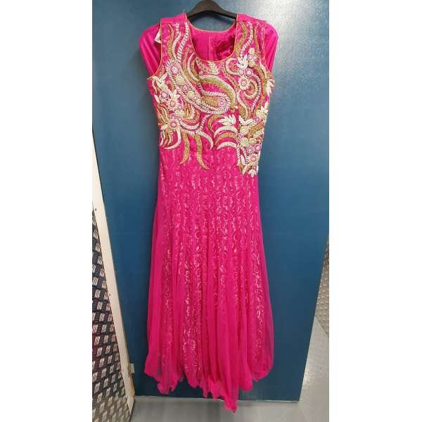 Pink Indian Ethnic Wear Net Gown