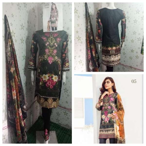 Black Floral Ready To Wear Pakistani Lawn Suit