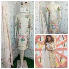 CREAM SUMMER WEAR PAKISTANI STYLE SALWAR SUIT 