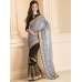 ASH GREY AND BLACK CONTRAST DESIGNER SAREE 