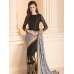 ASH GREY AND BLACK CONTRAST DESIGNER SAREE 