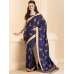 ZACS-26 NAVY BLUE INDIAN DESIGNER PARTY WEAR SAREE WITH FULL SLEEVE BLOUSE