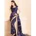 ZACS-26 NAVY BLUE INDIAN DESIGNER PARTY WEAR SAREE WITH FULL SLEEVE BLOUSE